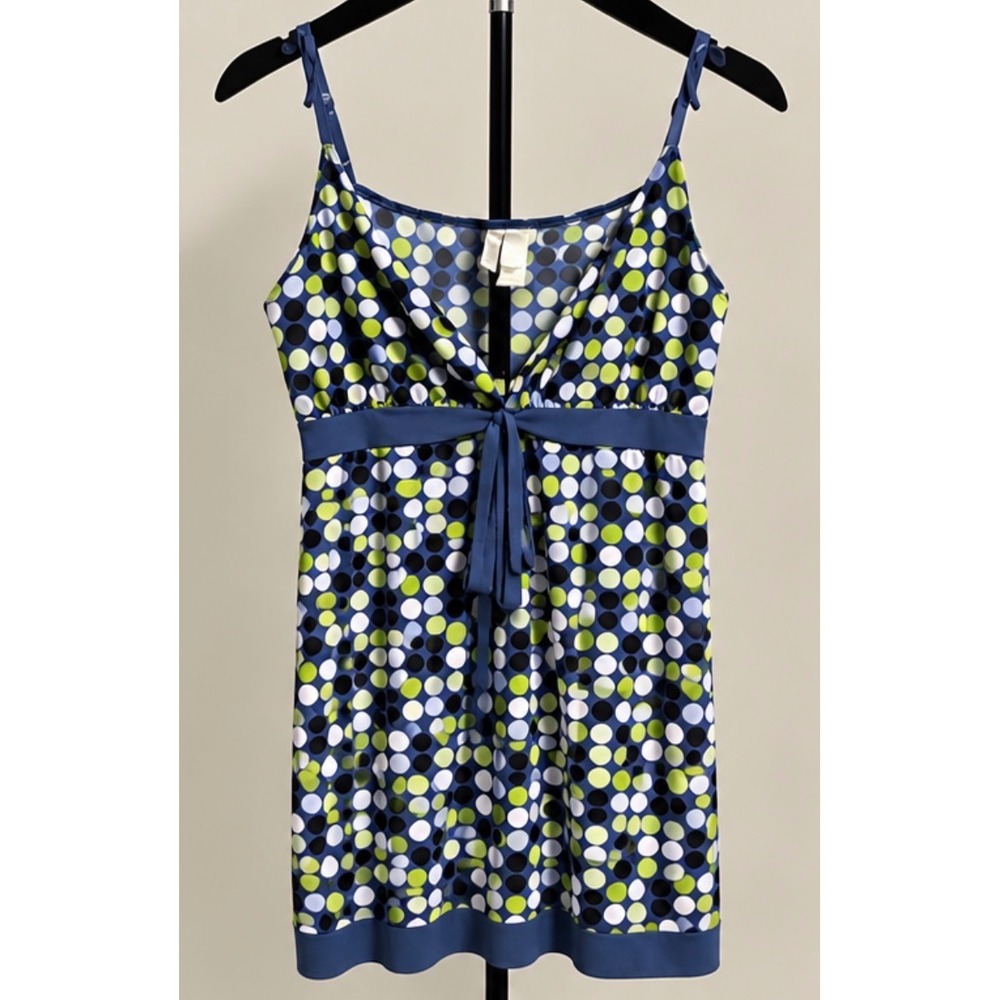 Ambrielle Polka Dot Empire Waist Camisole Top Blue Green XL